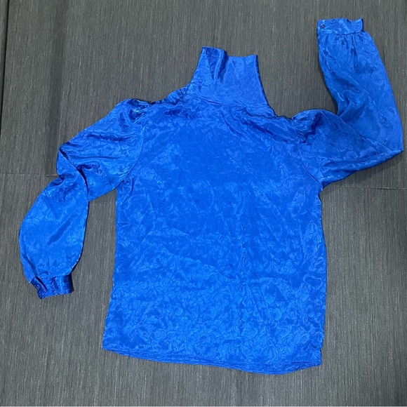 Vintage Cobalt Blue Blouse by Ellen-D Kollection | 80s Womens Top Small-Medium - Picture 3 of 6